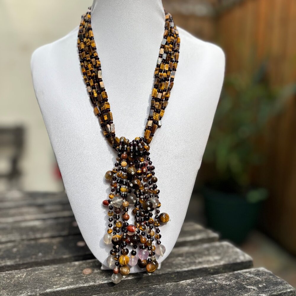 Tiger Eye and natural stone necklace